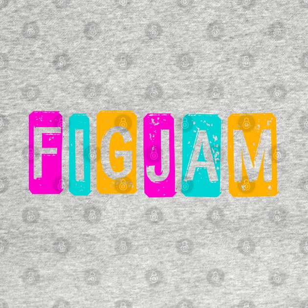 "FIGJAM" in bright neon - Aussie slang FTW (dogtag style cut-out letters) by PlanetSnark